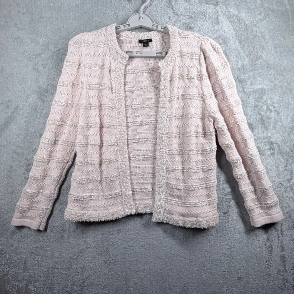 Ann Taylor Factory Textured Knit Jacket Blush‎ Coquette Parisian Chic Size Small